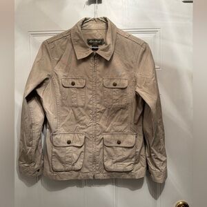 Eddie Bauer Full Zip Up 4 Pocket Collared Tan utility Jacket Size Med